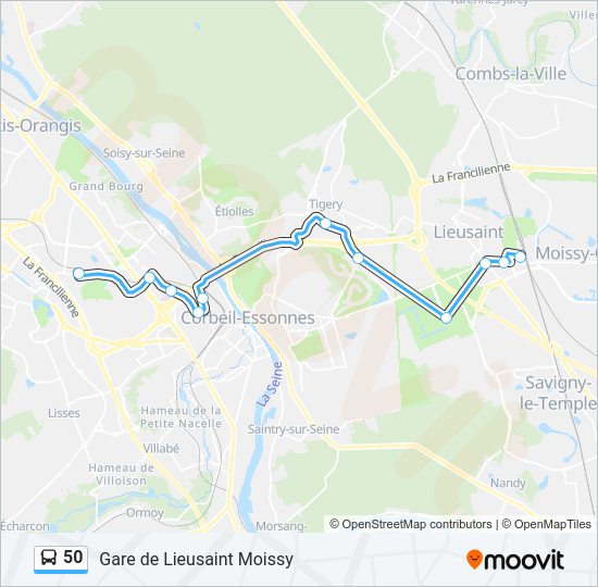 Plan de la ligne 50 de bus