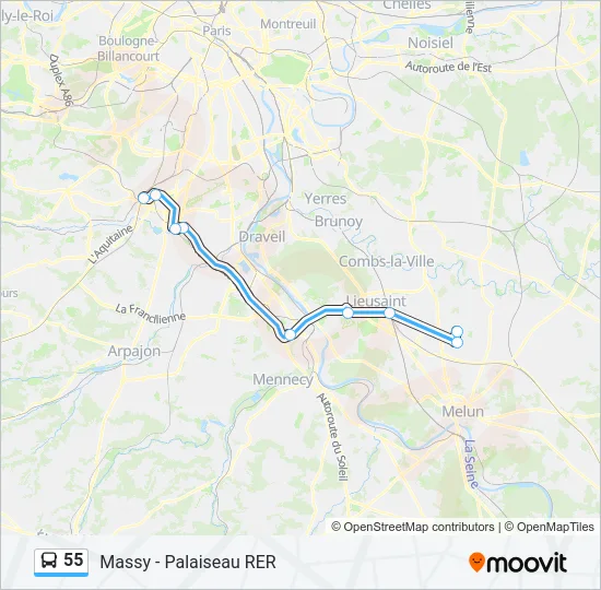 55 Bus Line Map