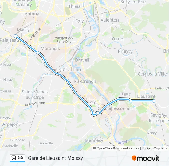 55 Bus Line Map