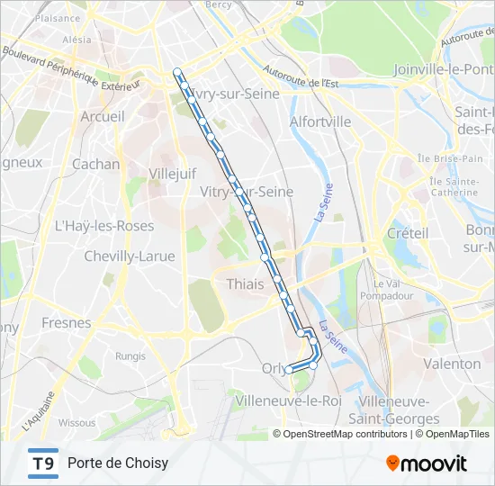 T9 Light Rail Line Map