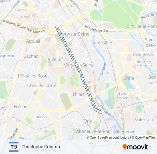 T9 light rail Line Map