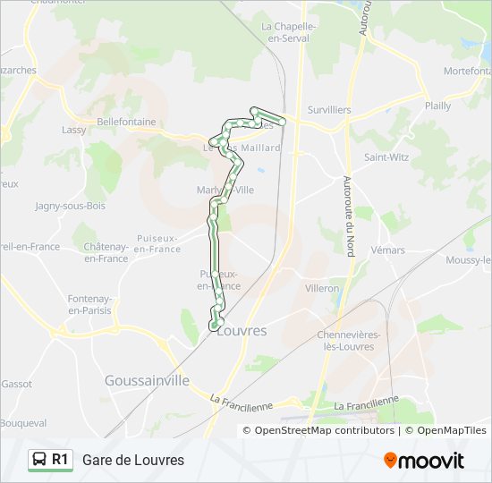 R1 Route: Schedules, Stops & Maps - Gare De Louvres (Updated)