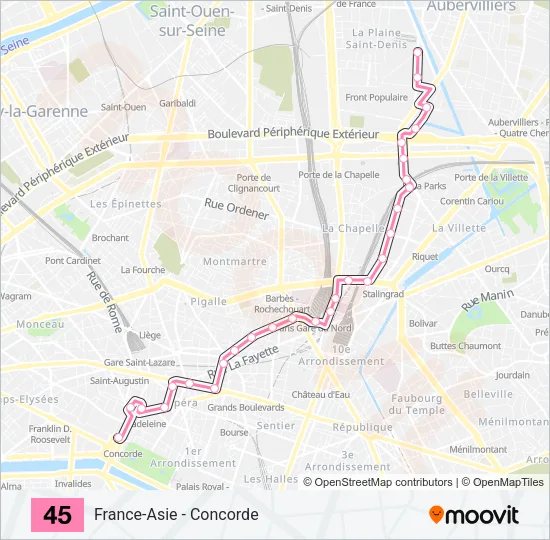 45 Bus Line Map