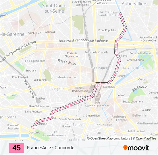 45 Bus Line Map