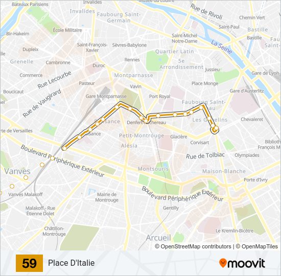 59 Bus Line Map