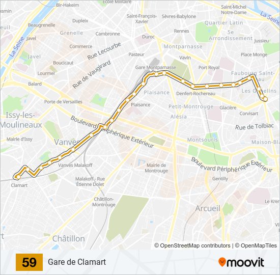 59 Itinéraire Horaires, Arrêts & Plan  Gare de Clamart (mis à jour)