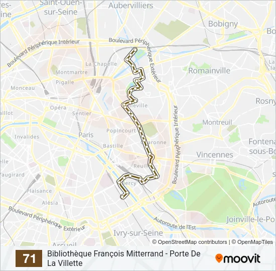 71 Bus Line Map