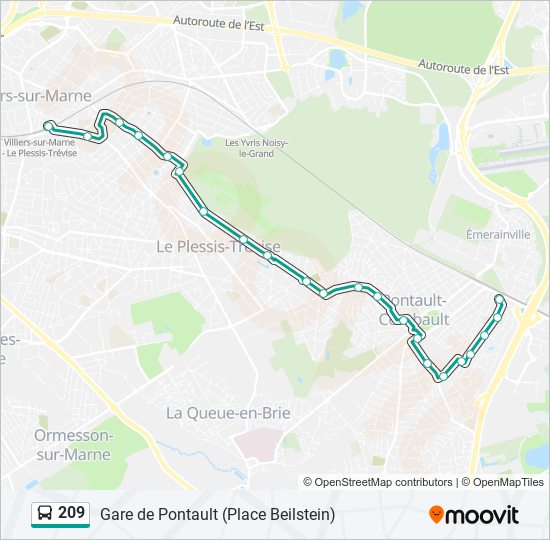 209 bus Line Map