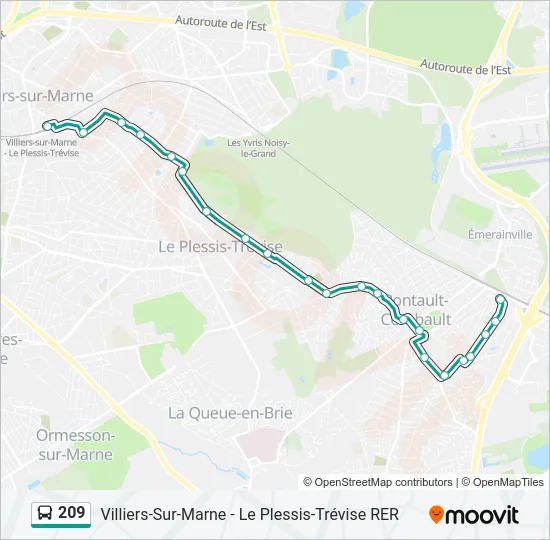 209 Bus Line Map