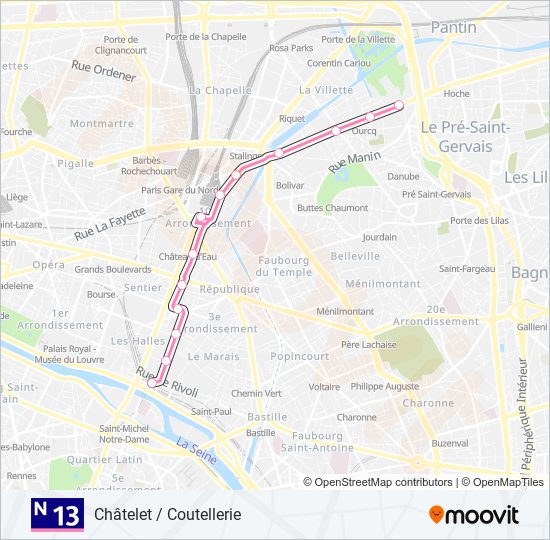 N13 bus Line Map