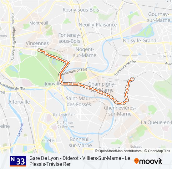 N33 bus Line Map