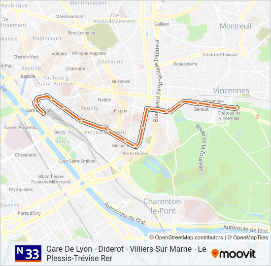 N33 bus Line Map