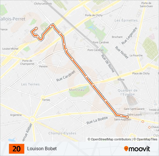 Plan de la ligne 20 de bus