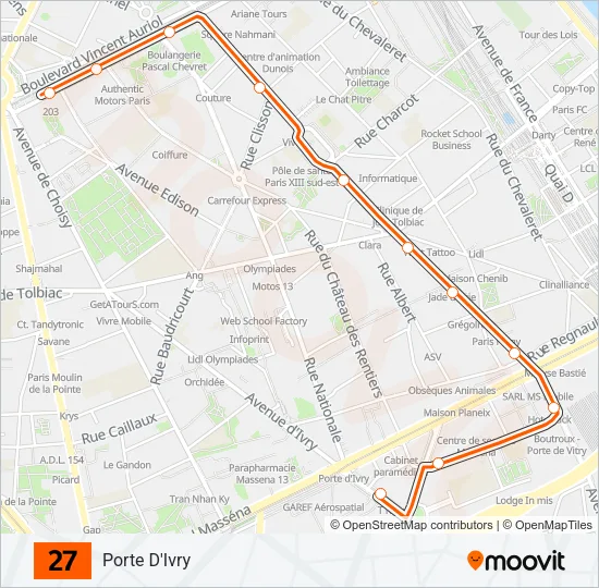 27 Bus Line Map