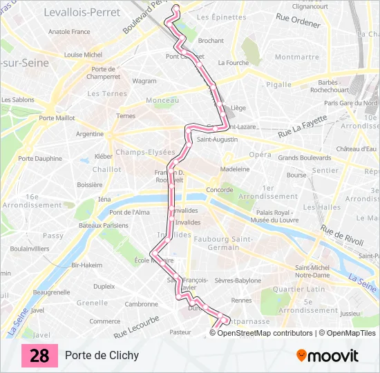 28 Bus Line Map