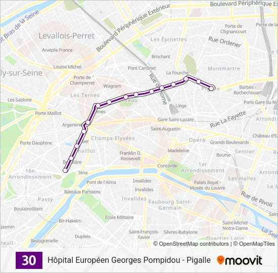 Plan de la ligne 30 de bus
