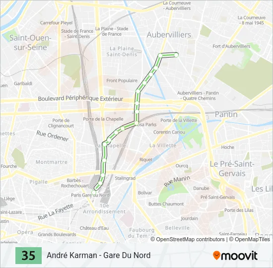 Plan de la ligne 35 de bus