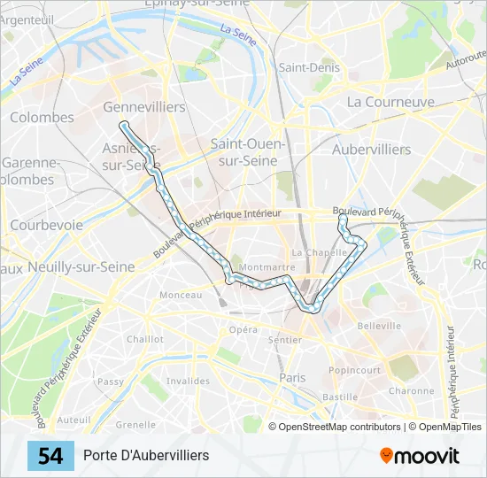 54 Bus Line Map