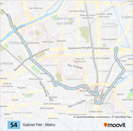 Mapa de 54 de autobús