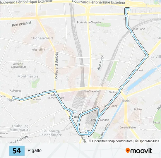 54 Bus Line Map