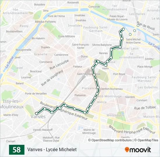 58 Bus Line Map