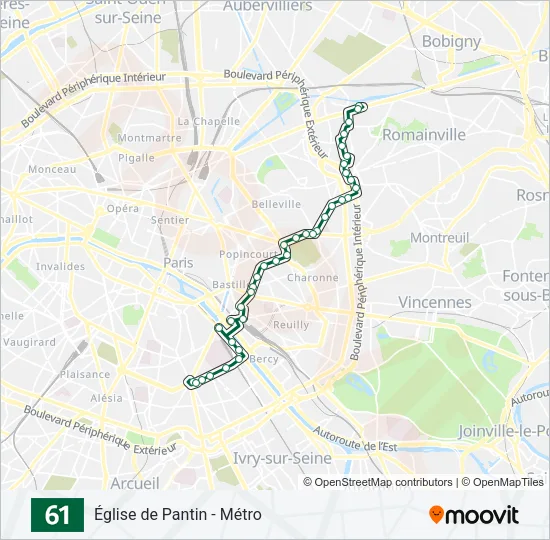 61 Bus Line Map