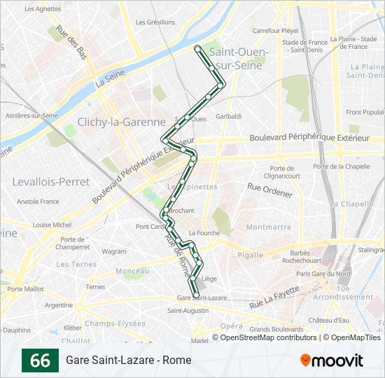 Plan de la ligne 66 de bus