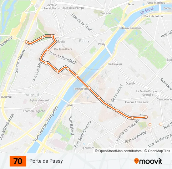 70 Bus Line Map