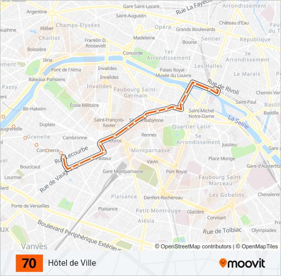 70 Bus Line Map