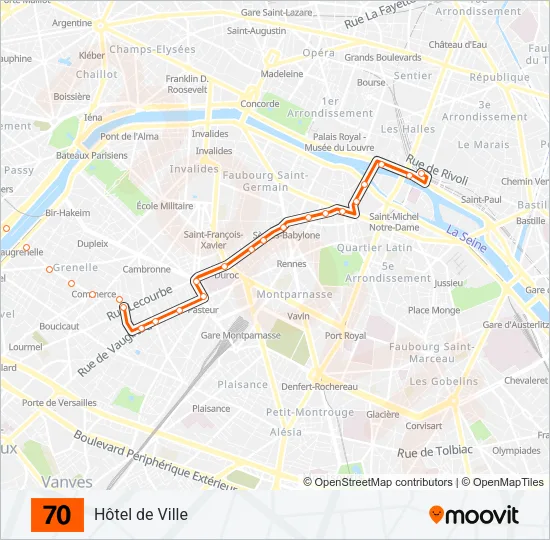 70 Bus Line Map