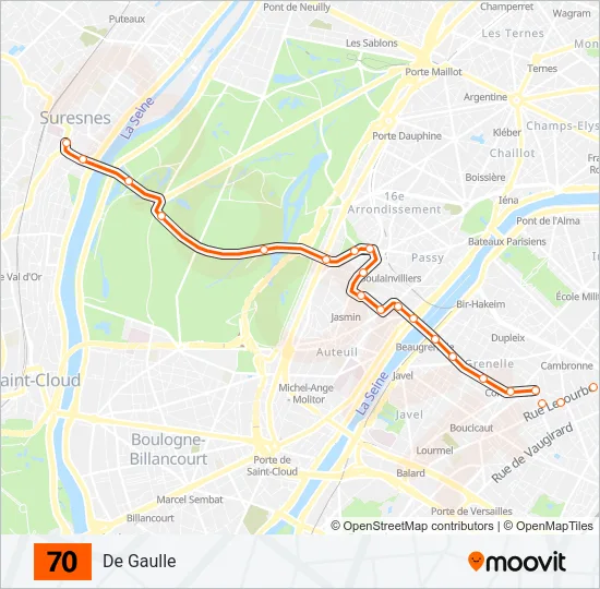 70 Bus Line Map