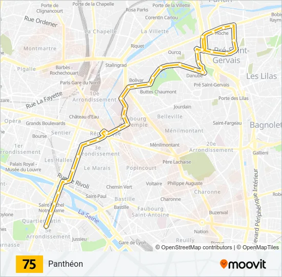 75 Bus Line Map