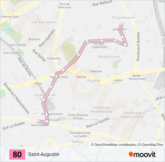 80 Bus Line Map
