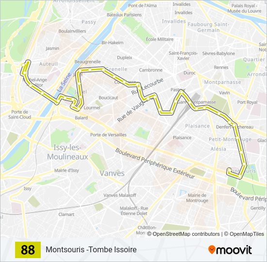 Plan de la ligne 88 de bus