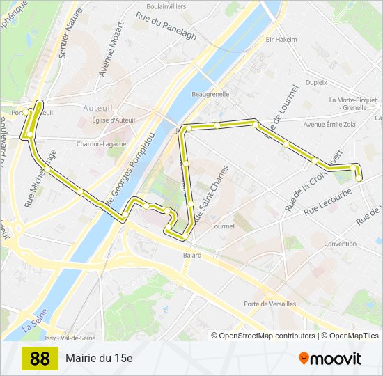 Plan de la ligne 88 de bus