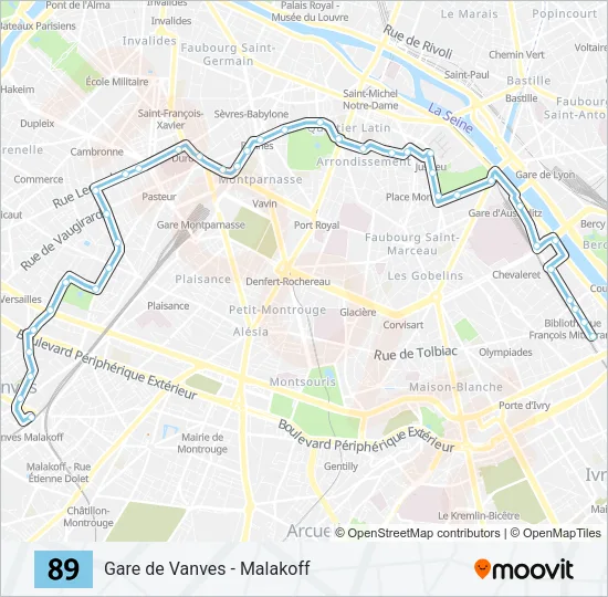 89 Bus Line Map