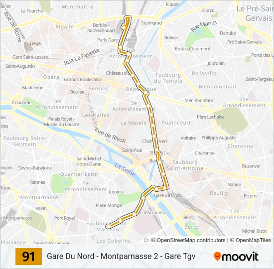 91 Bus Line Map