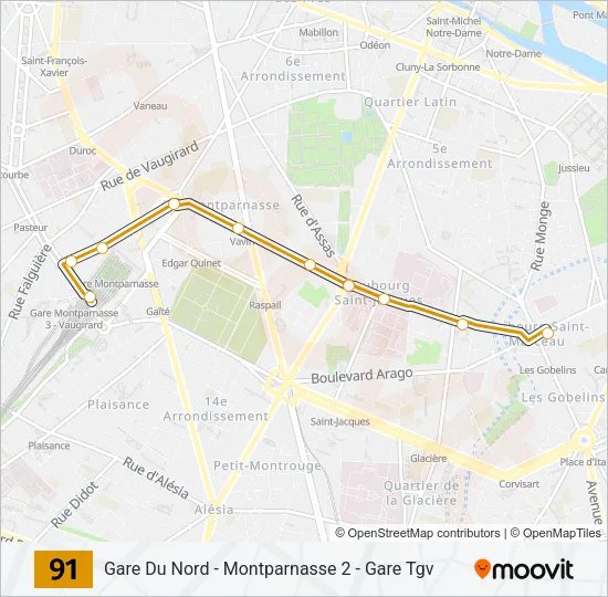 91 Bus Line Map