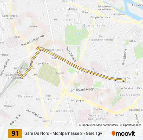 91 Bus Line Map