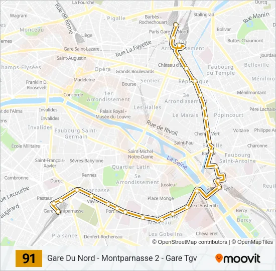 91 Bus Line Map