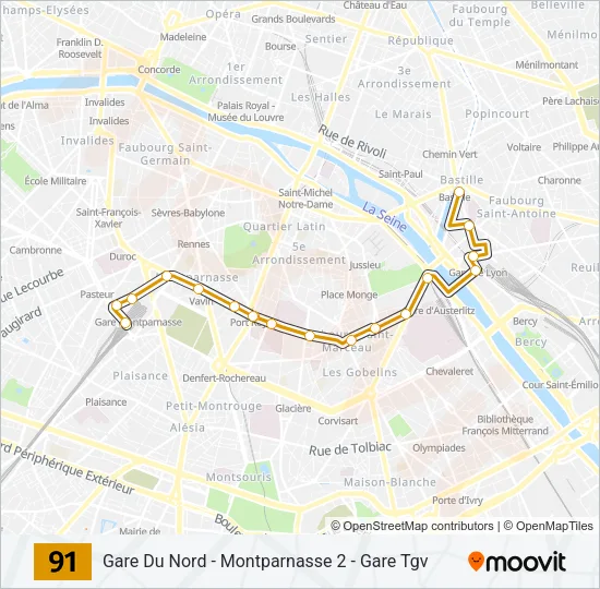 91 Bus Line Map
