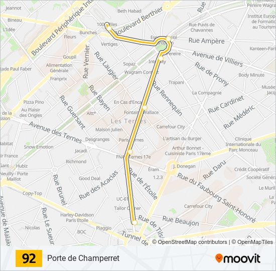 92 Route: Schedules, Stops & Maps - Porte de Champerret (Updated)