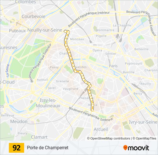 92 Route: Schedules, Stops & Maps - Porte de Champerret (Updated)