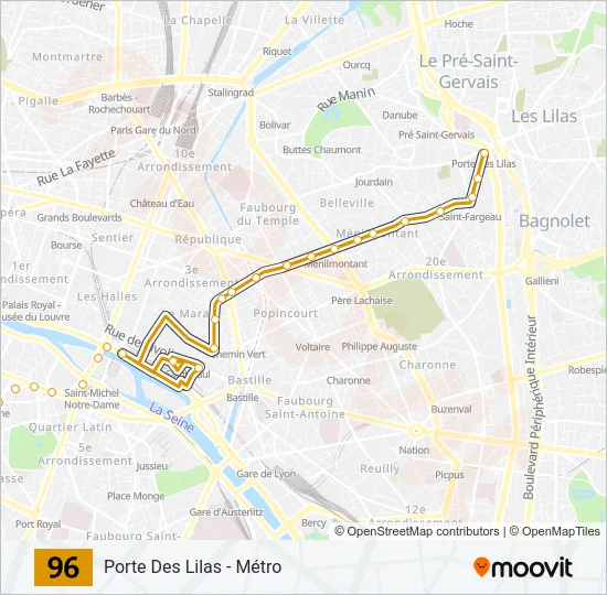 96 Bus Line Map