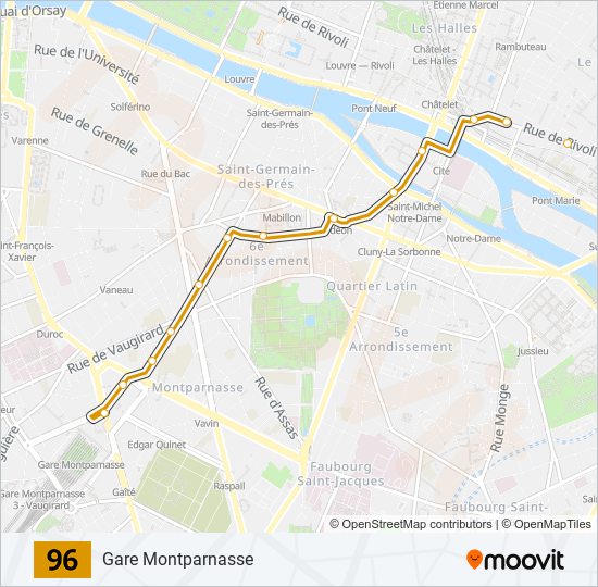 Plan de la ligne 96 de bus