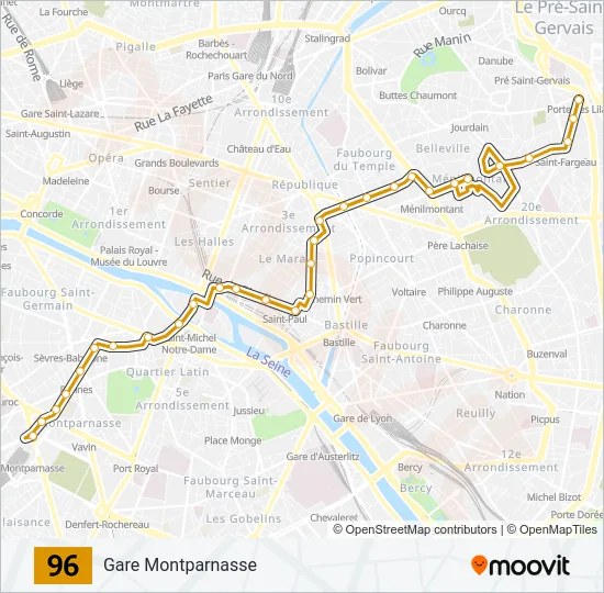 96 Bus Line Map