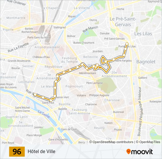 96 Bus Line Map