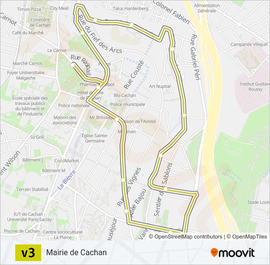 Plan de la ligne V3 de bus