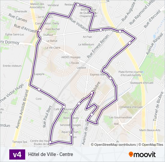 Plan de la ligne V4 de bus