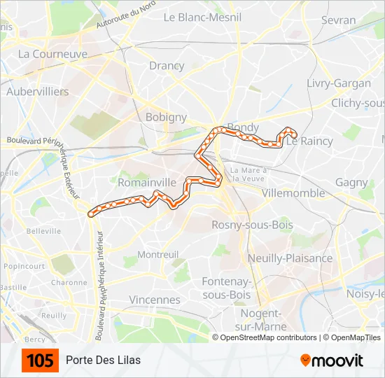 105 Bus Line Map